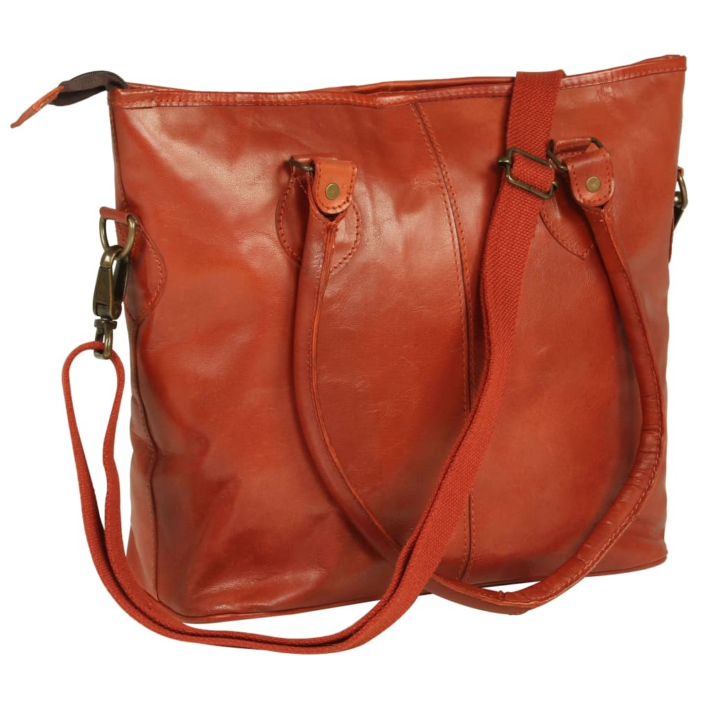 vidaXL Ladies Shopper Bag Real Leather Tan